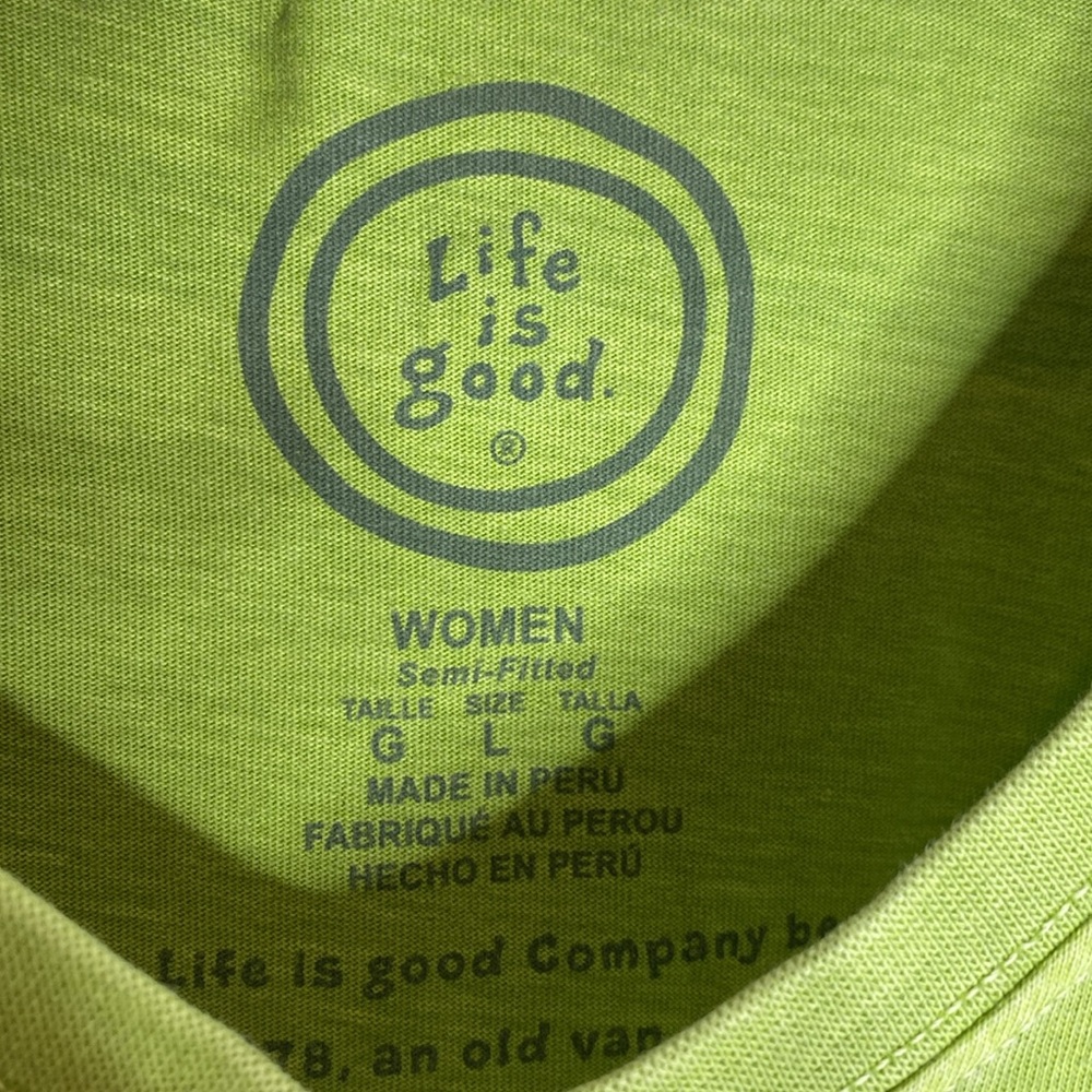 Life Is Good Women's Lime Green V-Neck Tank with Daisy Graphic - Picture 3 of 5